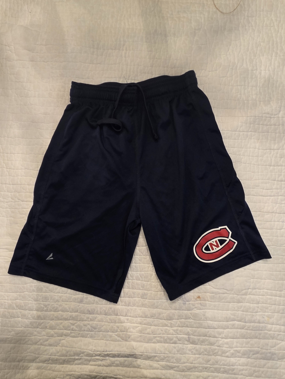 BSN Sports Navy Kids Athletic Shorts with Red Logo Size L ) Youth